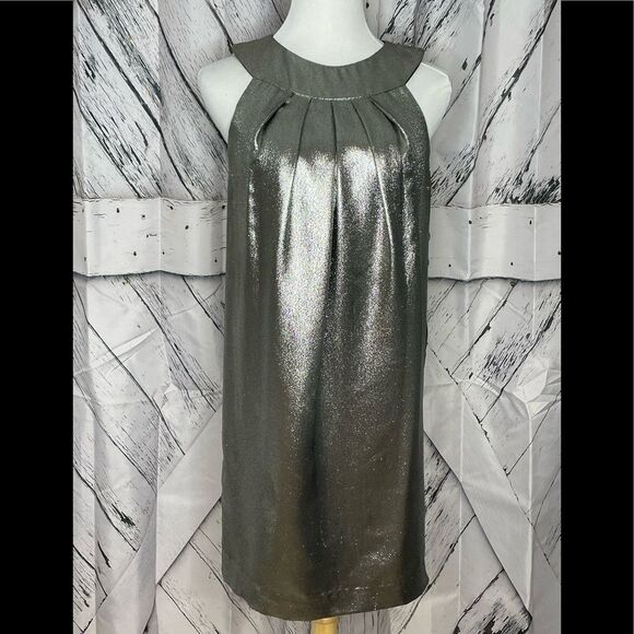Nicole Miller Collection Silver Metallic Dress S - Picture 1 of 7